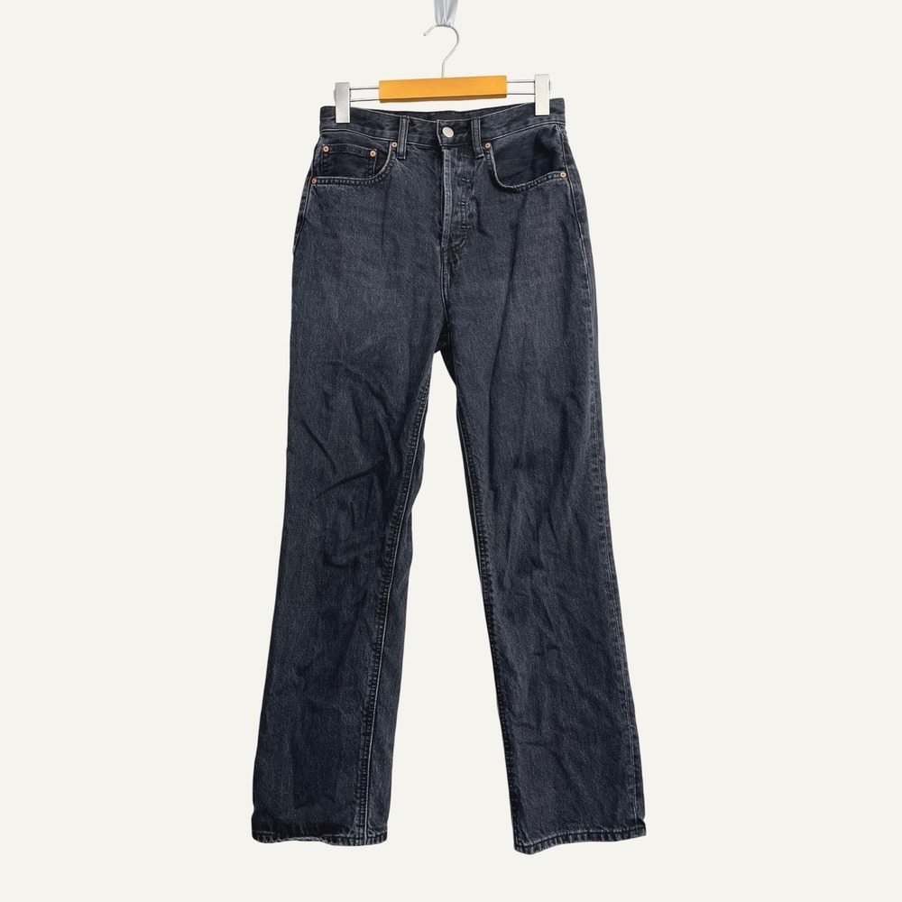 Denim Forum The Joni High Rise Loose 25 x 29L Jeans Washed Black Organic Cotton